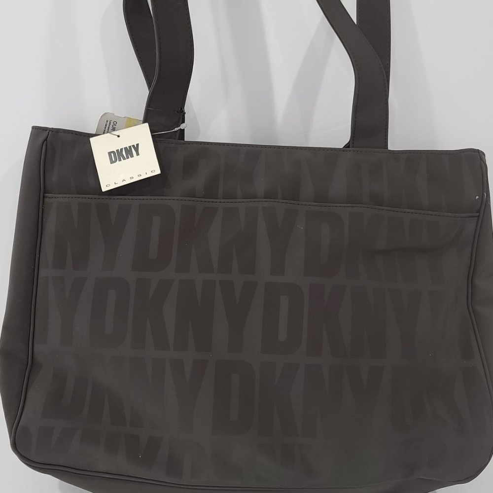 🧡NEW VINTAGE DKNY CLASSIC LARGE DARK BROWN TOTE NWT